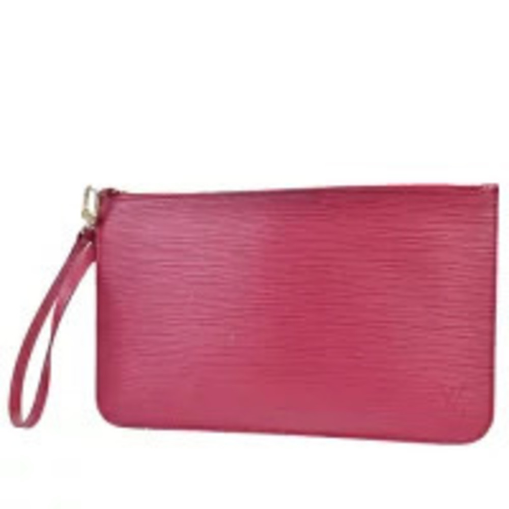 Louis Vuitton Neverfull Bag attached Pouch Clutch Epi leather Fuschia Pink